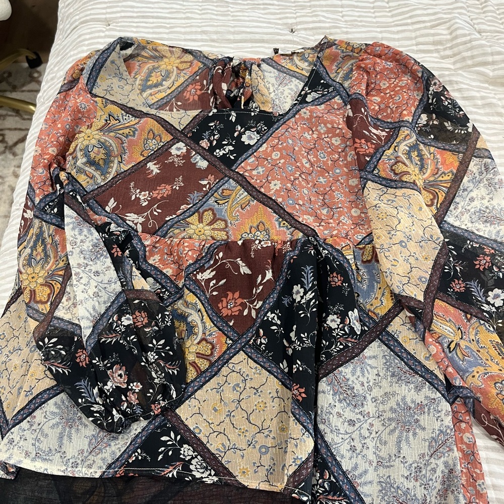 American Eagle Outfitters Multicolor Patchwork Blouse